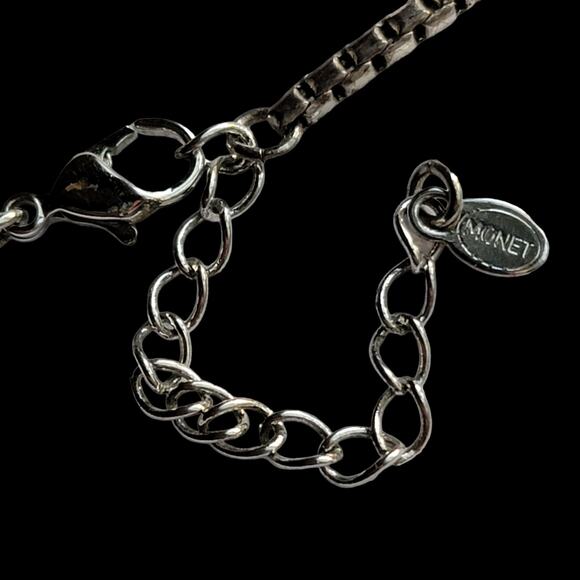 Monet Seahorse Necklace‎ Silver-tone Rhinestone Pendant 17.5" Beachy Statement - Picture 6 of 8